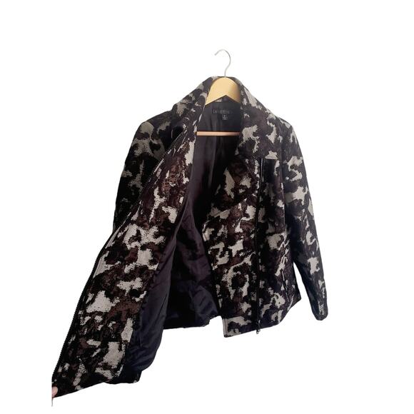 Lafayette 148 Abstract Print Moto Jacket Size 10 - Picture 3 of 8
